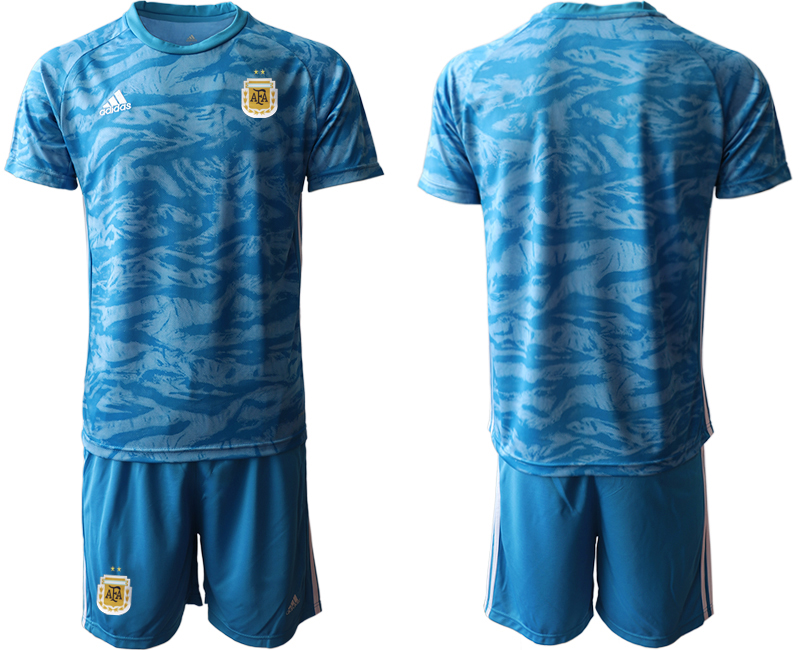 Men 2021 National Argentina blue goalkeeper blue soccer jerseys